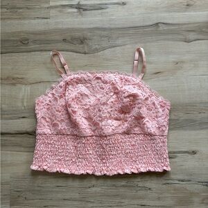 torrid Blush Pink Lace Smocked Cami Cropped Tank